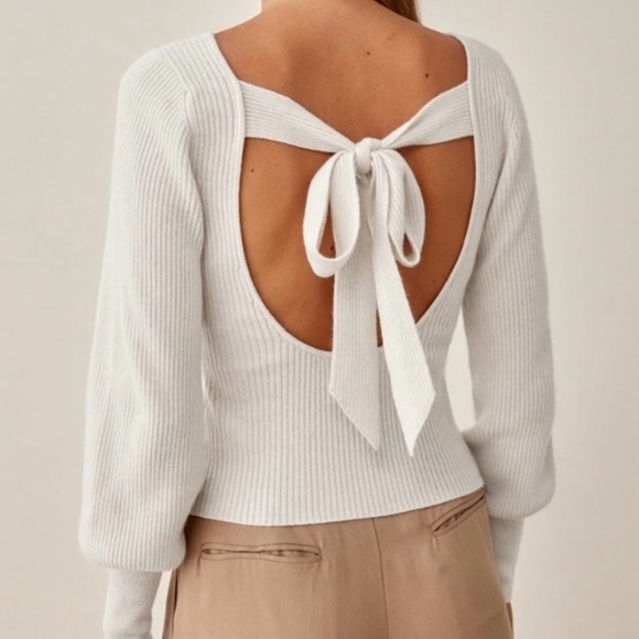 Kingston grey Adorable Cropped Long Sleeve Scoop Front & Open Back with Tie - Picture 2 of 8